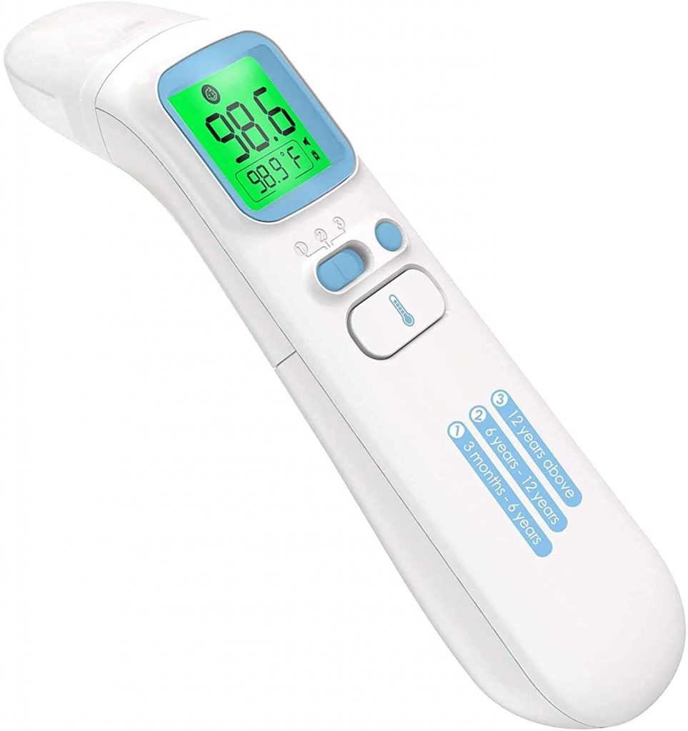 Touchless Thermometer for Adults,Forehead and Ear Thermometer for Fever,Infrared Magnetic Thermometer for Baby Kids Adults Surface and Room (White)