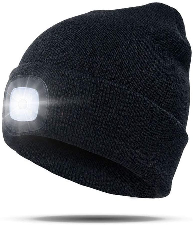 Unisex Beanie Hat with Light, USB Rechargeable LED Headlamp Beanie, Gifts for Dad Father Men Husband Warm Knitted Cap