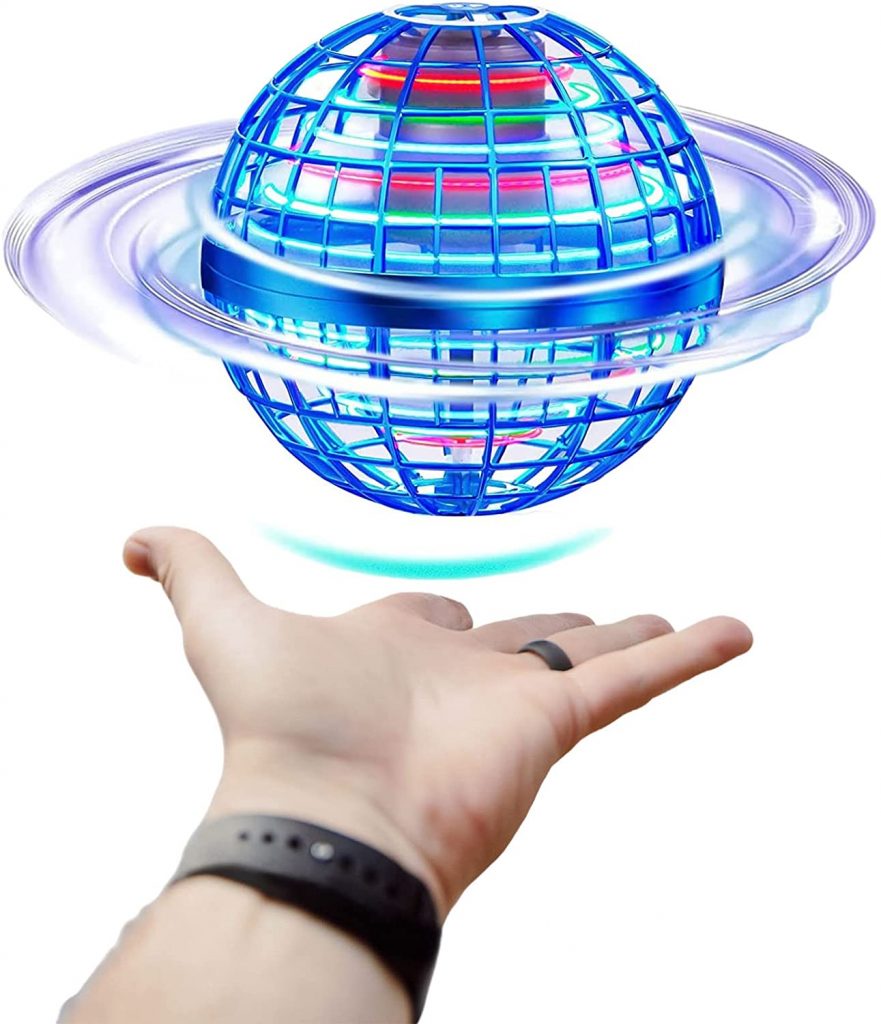 LED Magic Flying Ball Toys - Fidget Hover Ball Boomerang Drone Toy & Nebula Orb Cool Gadgets for Adults Kids | Hand Controlled Flying UFO Spinner Christmas Birthday Party Gifts for Boys Girls Blue
