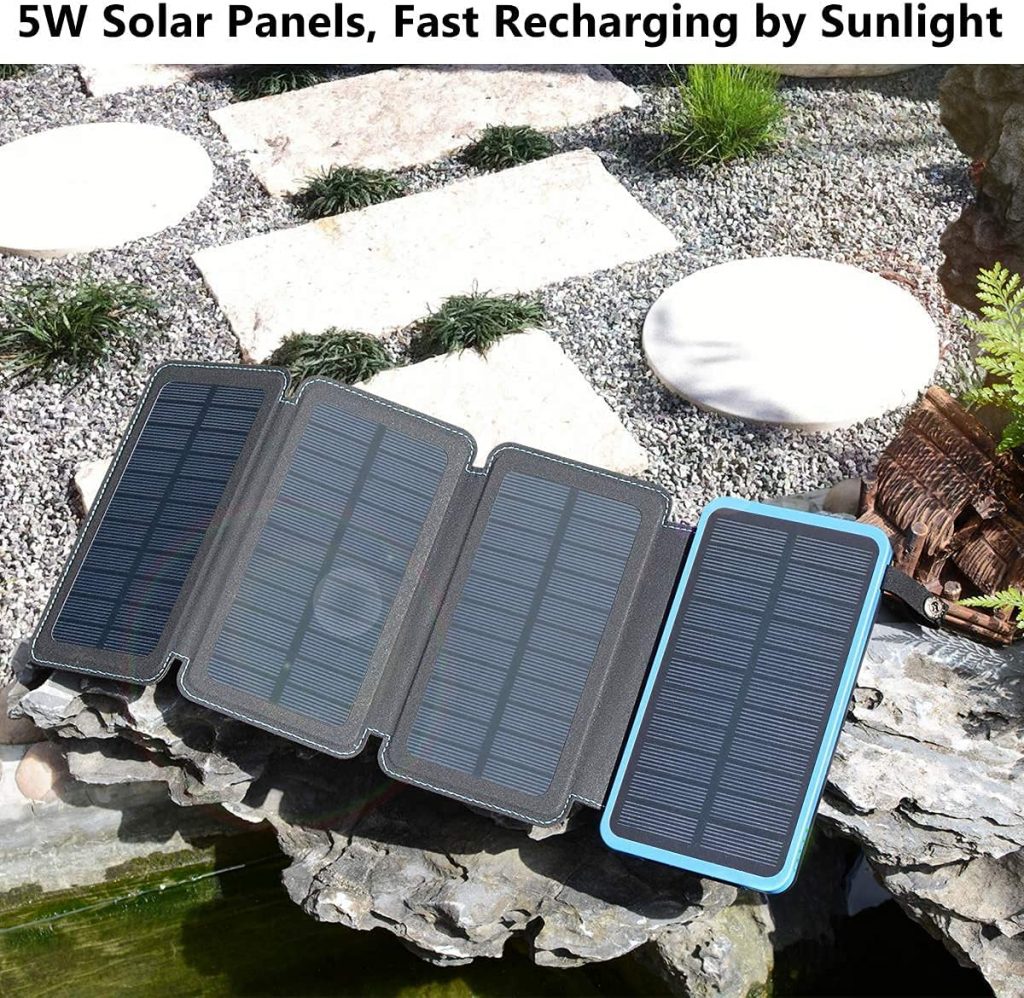 Hiluckey Solar Charger 25000mAh Portable Solar Power Bank Waterproof Battery Packs with Dual Ports Solar Phone Charger for Smartphones and Tablets
