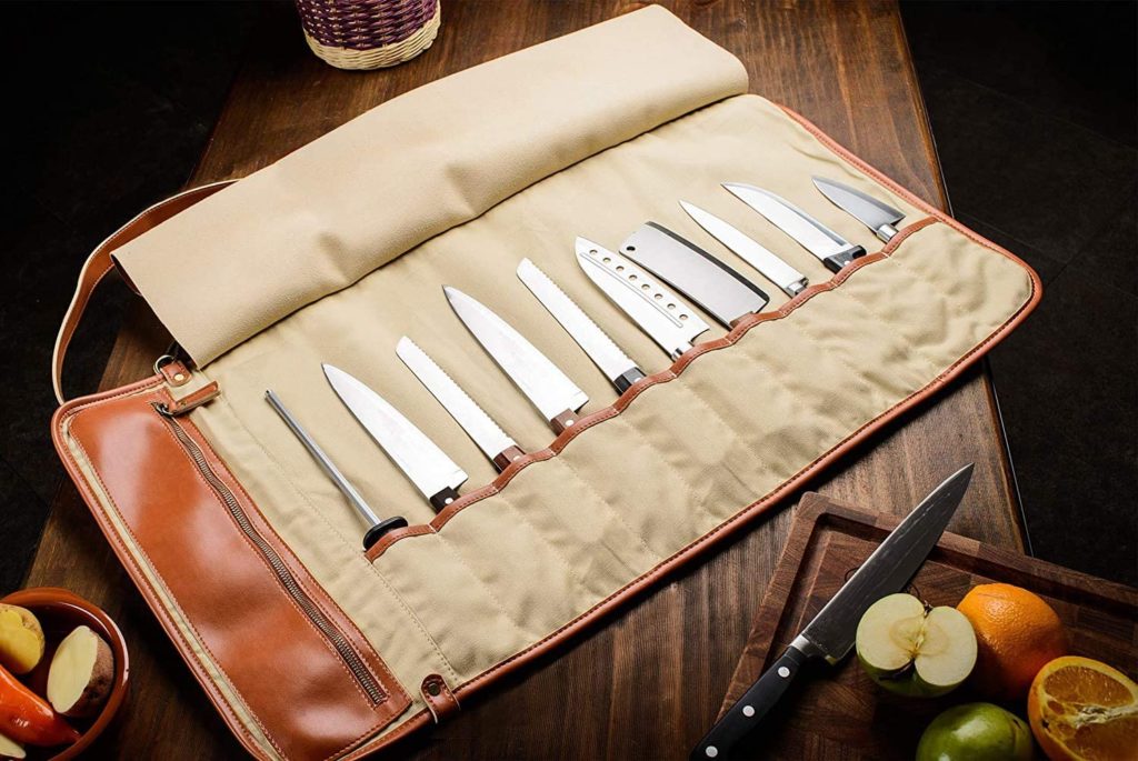 chefs knife roll up storage bag