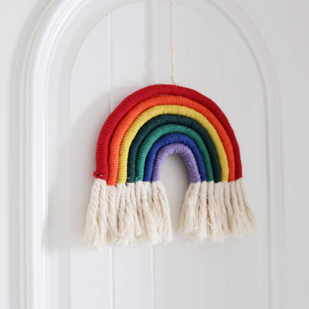 hand woven macrame rainbow