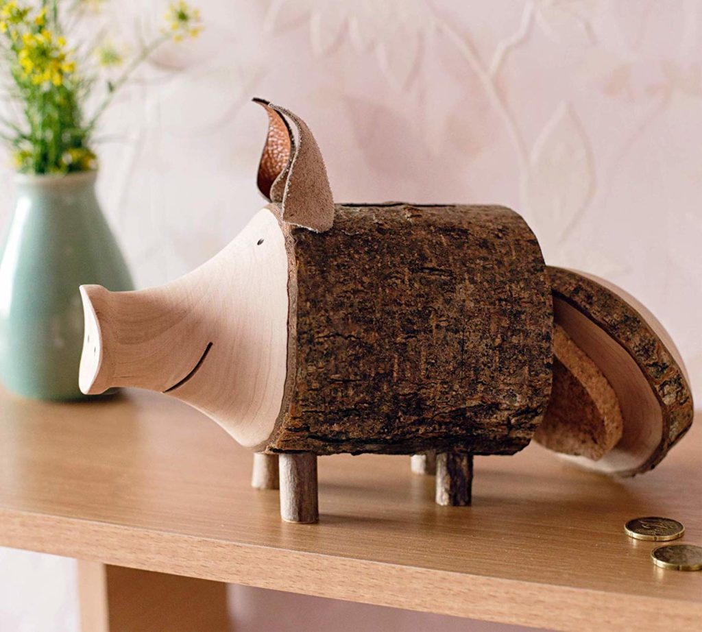 handmade wood piggy bank