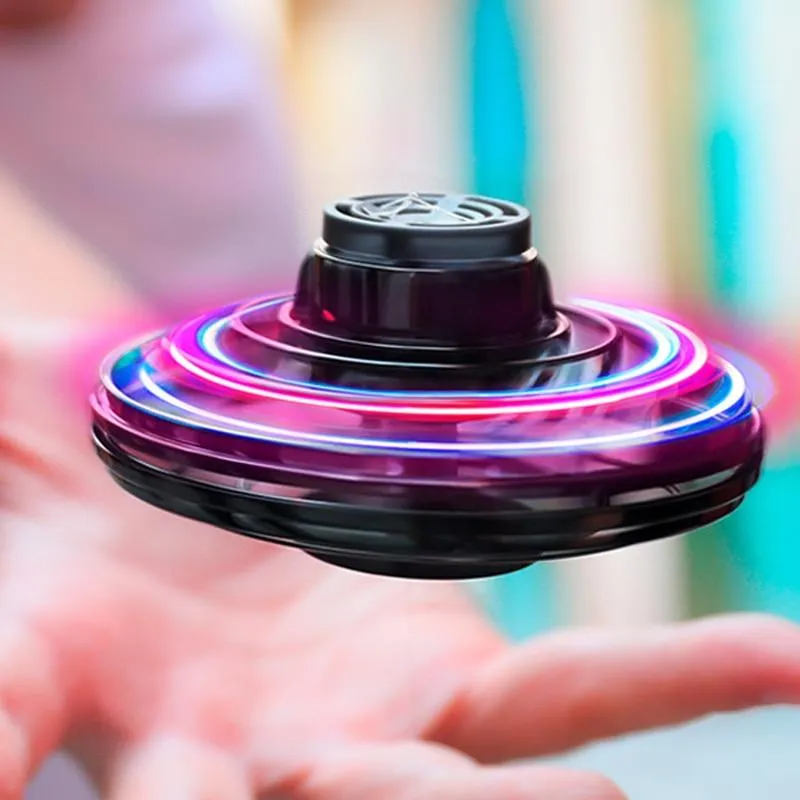 mini led ufo finger spinner flying spinner returning gyro kids toy child christmas gift outdoor saucer drone gaming